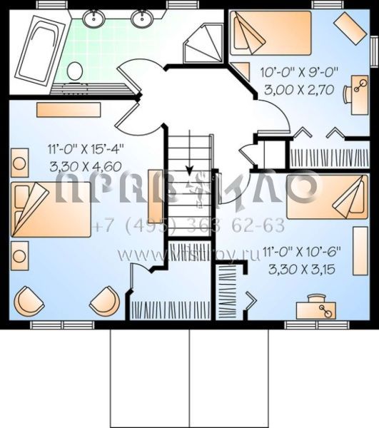 Проект двухэтажного дома без гаража в стиле Ранчо S5-120 (034-00930)