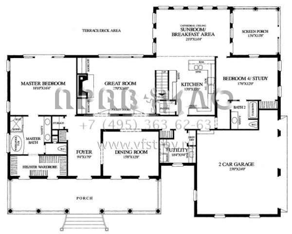 Проект двухэтажного дома с гаражом на две машины в стиле Ранчо S5-338 (7922-00177)