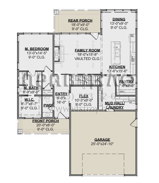 Проект двухэтажного дома с гаражом на две машины в стиле Ранчо S5-243 (1462-00006)