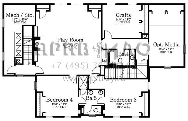 Проект двухэтажного дома с гаражом на три и более машин в современном стиле S5-501 (3978-00048)