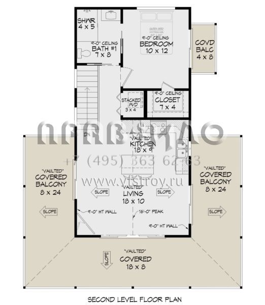 Проект двухэтажного дома с гаражом на одну машину в прибрежном стиле S5-90 (940-00673)