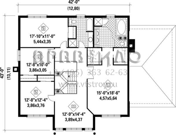Проект двухэтажного дома с гаражом на одну машину в английском стиле S5-311 (6146-00055)