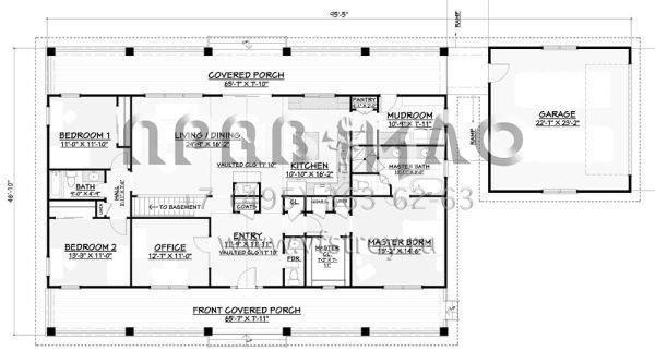 Проект одноэтажного дома с гаражом на две машины в стиле Ранчо S5-191 (3125-00007)