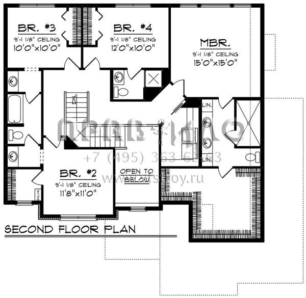 Проект двухэтажного дома с гаражом на три и более машин в американском стиле S5-243 (1020-00068)