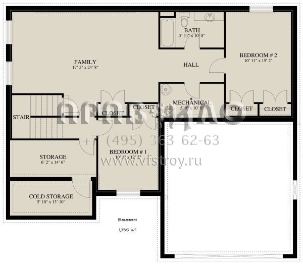 Проект двухэтажного дома с гаражом на две машины в американском стиле S5-230 (2802-00042)