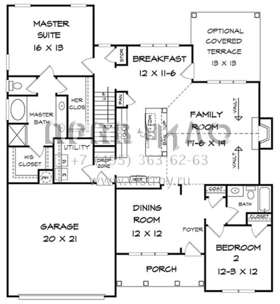 Проект двухэтажного дома с гаражом на две машины в американском стиле S5-213 (6082-00024)