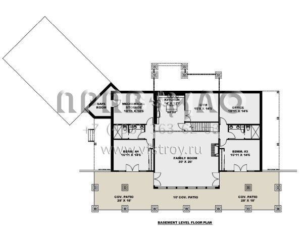 Проект двухэтажного дома с гаражом на три и более машин в американском стиле S5-614 (039-00739)