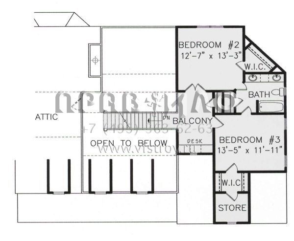 Проект двухэтажного дома с гаражом на две машины в стиле Ранчо S5-230 (699-00276)