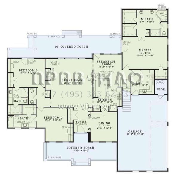 Проект двухэтажного дома с гаражом на три и более машин в классическом стиле S5-256 (110-00109)