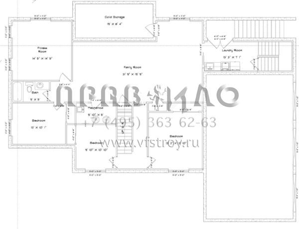 Проект двухэтажного дома с гаражом на три и более машин в стиле Ранчо S5-331 (2802-00027)
