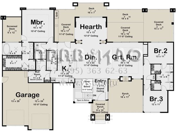 Проект одноэтажного дома с гаражом на две машины в современном стиле S5-244 (963-00860)