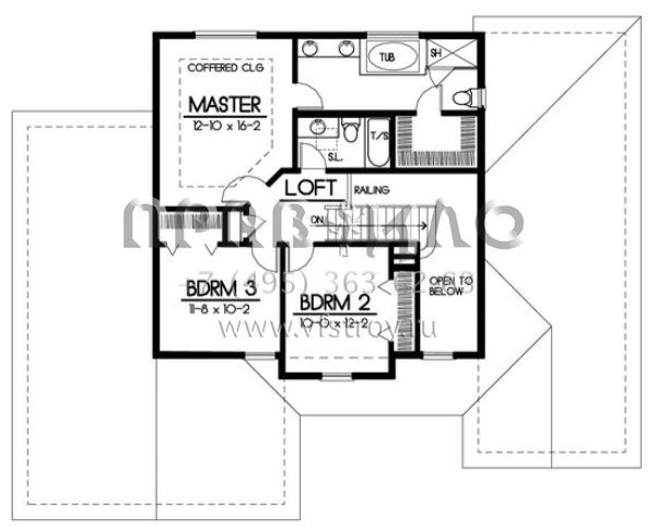 Проект двухэтажного дома с гаражом на три и более машин в стиле Ранчо S5-208 (692-00098)