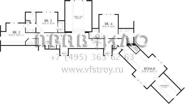 Проект двухэтажного дома с гаражом на три и более машин в американском стиле S5-444 (2559-00745)