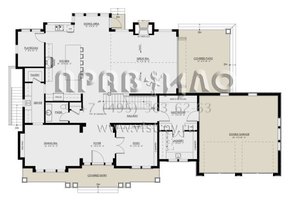 Проект двухэтажного дома с гаражом на две машины в классическом стиле S5-329 (8937-00009)