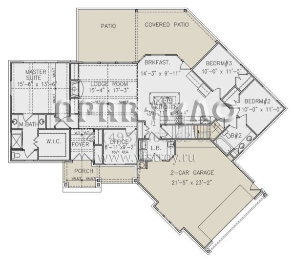 Проект одноэтажного дома с гаражом на две машины в американском стиле S5-163 (699-00355)