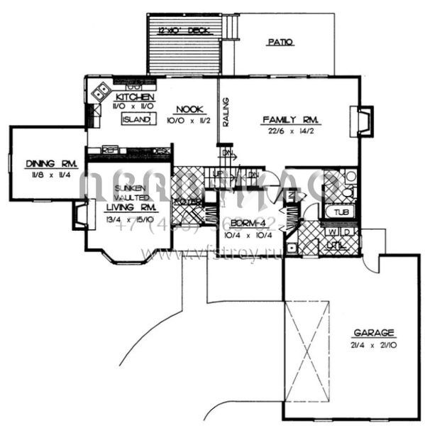 Проект двухэтажного дома с гаражом на две машины в стиле Ранчо S5-190 (692-00021)