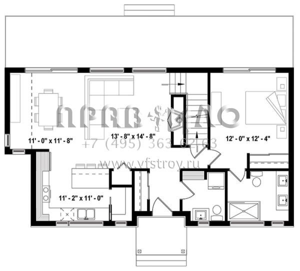 Проект одноэтажного дома без гаража в современном стиле S5-147 (034-01125)