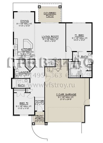 Проект двухэтажного дома с гаражом на две машины в американском стиле S5-302 (5032-00029)