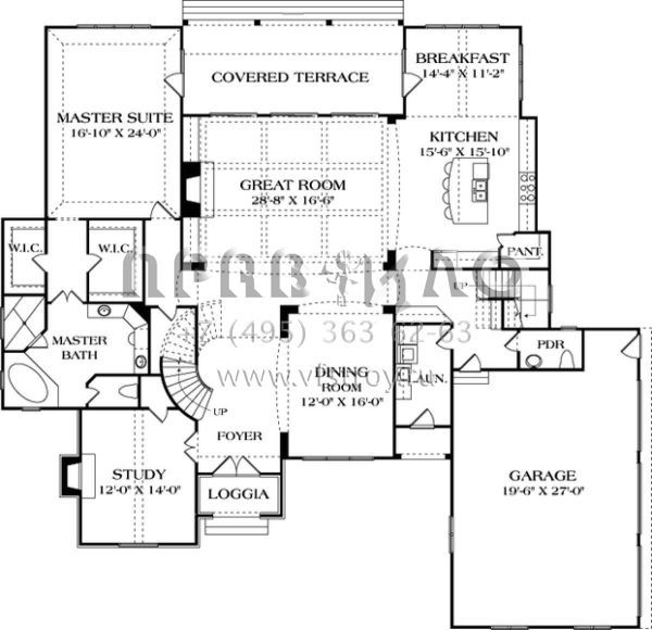 Проект двухэтажного дома с гаражом на три и более машин в английском стиле S5-465 (3323-00637)