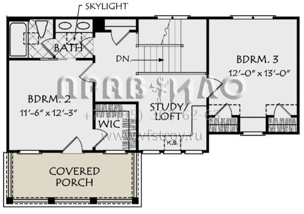 Проект двухэтажного дома с гаражом на две машины в стиле Особняк S5-253 (8594-00189)