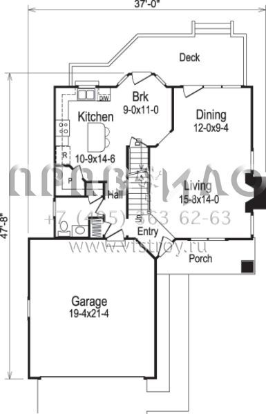 Проект двухэтажного дома с гаражом на две машины в современном стиле S5-139 (5633-00037)