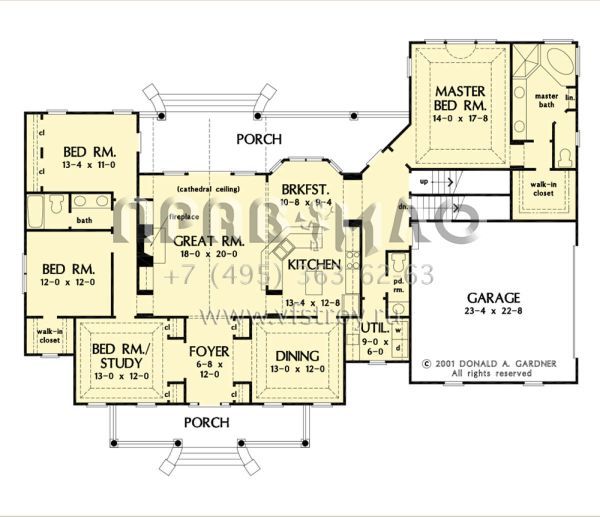 Проект одноэтажного дома с гаражом на две машины в стиле Ранчо S5-224 (2865-00257)
