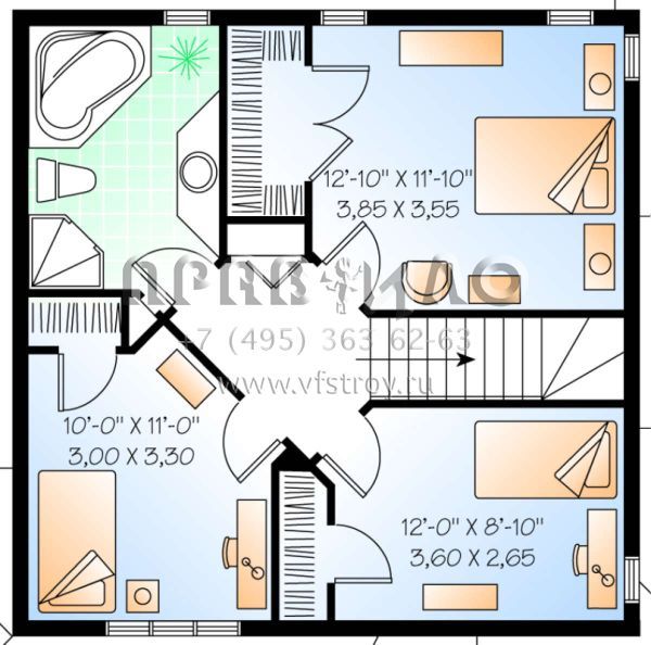 Проект двухэтажного дома с гаражом на одну машину в стиле Ранчо S5-133 (034-00084)