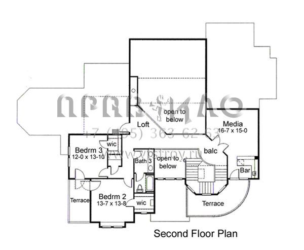 Проект двухэтажного дома с гаражом на три и более машин в стиле Ранчо S5-404 (9401-00078)
