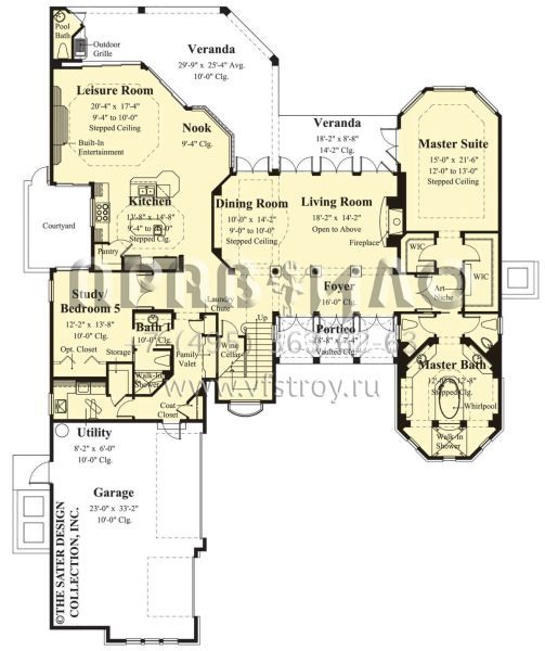 Проект двухэтажного дома с гаражом на три и более машин в прибрежном стиле S5-408 (8436-00077)