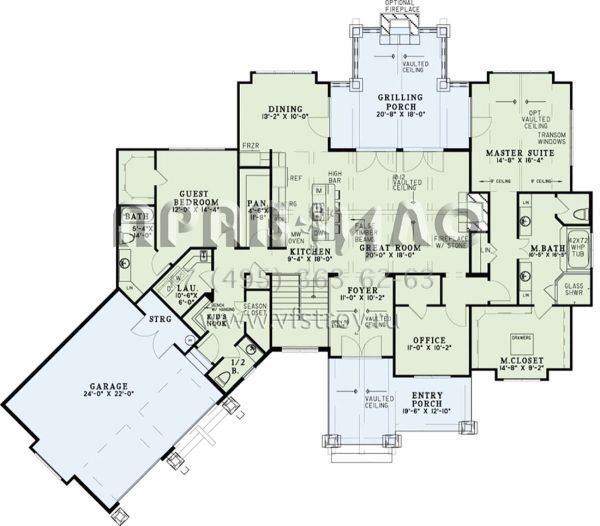 Проект одноэтажного дома с гаражом на две машины в американском стиле S5-440 (110-01072)
