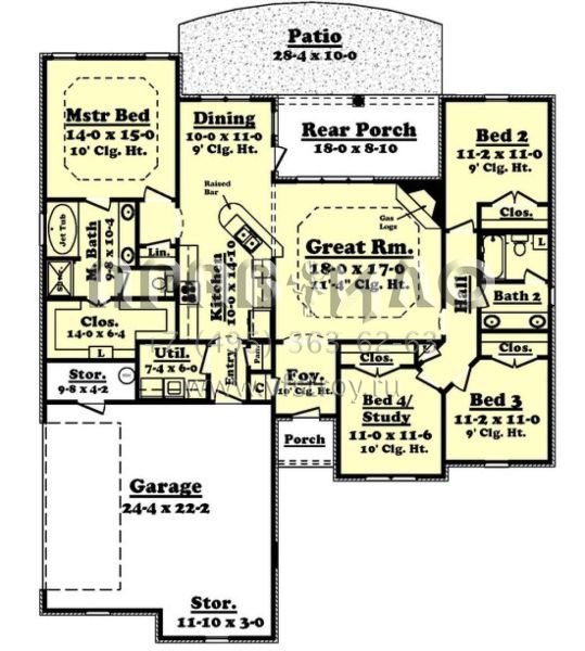 Проект одноэтажного дома с гаражом на две машины в стиле Ранчо S5-172 (041-00073)