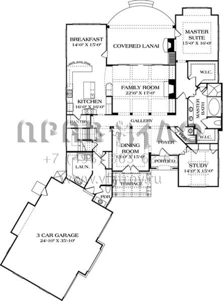 Проект двухэтажного дома с гаражом на три и более машин в английском стиле S5-397 (3323-00631)