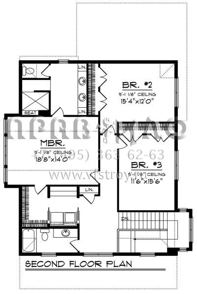 Проект двухэтажного дома с гаражом на две машины в американском стиле S5-220 (1020-00099)