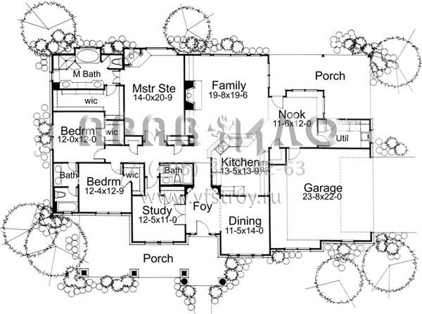 Проект одноэтажного дома с гаражом на две машины в английском стиле S5-234 (9401-00062)