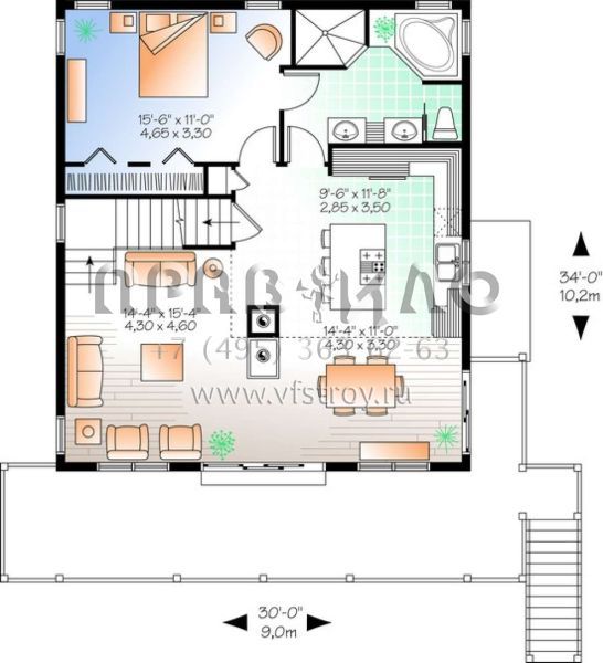 Проект двухэтажного дома без гаража в современном стиле S5-240 (034-01043)