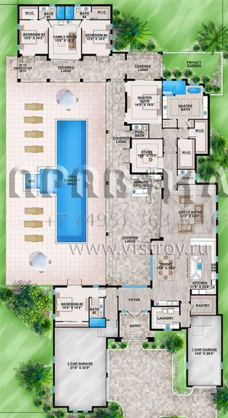 Проект одноэтажного дома с гаражом на три и более машин в современном стиле S5-417 (5565-00041)