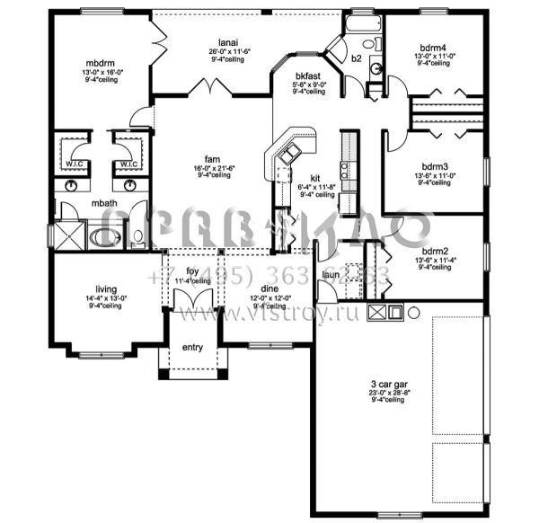 Проект одноэтажного дома с гаражом на три и более машин в современном стиле S5-219 (3978-00148)