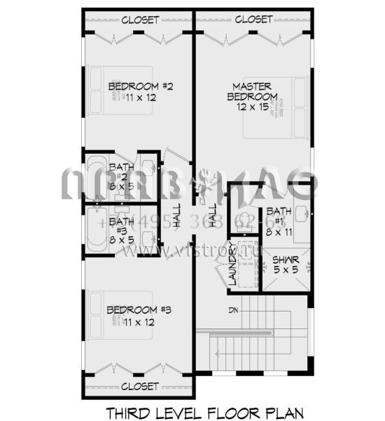 Проект трехэтажного дома с гаражом на две машины в современном стиле S5-218 (940-00909)