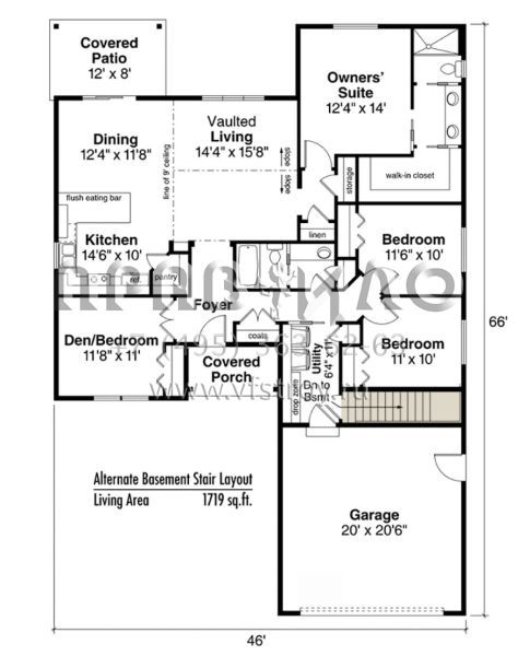 Проект одноэтажного дома с гаражом на две машины в стиле Ранчо S5-152 (035-00690)