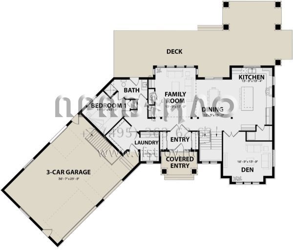 Проект двухэтажного дома с гаражом на три и более машин в скандинавском стиле S5-349 (034-01143)