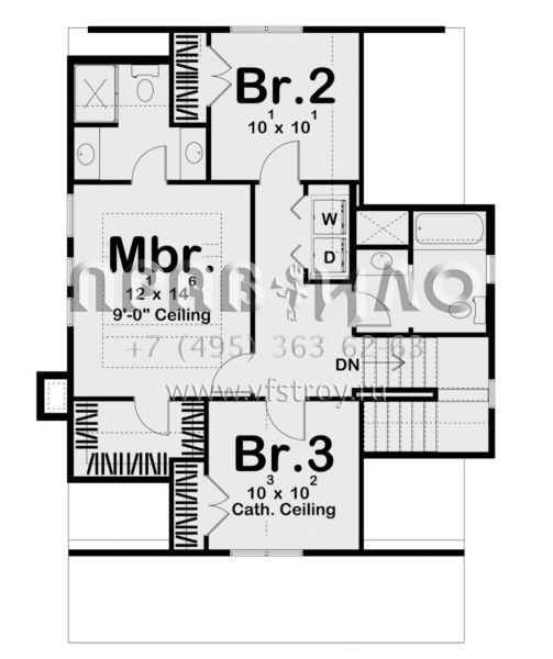 Проект двухэтажного дома с гаражом на одну машину в американском стиле S5-161 (963-00463)