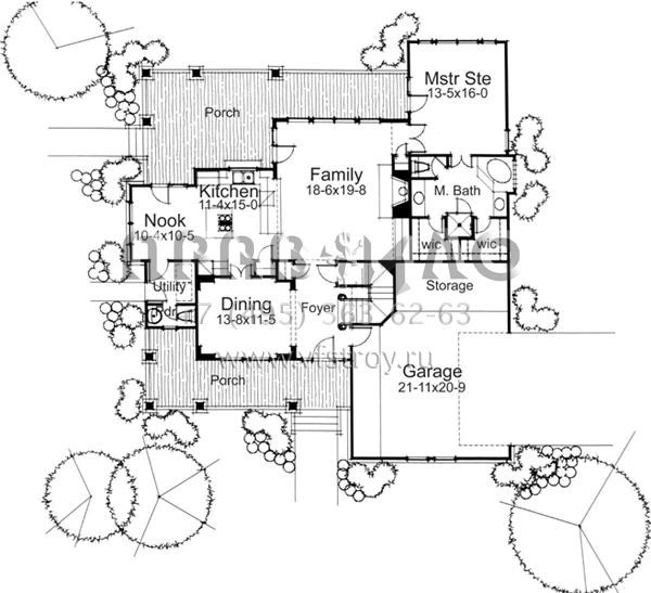Проект двухэтажного дома с гаражом на две машины в стиле Ранчо S5-181 (9401-00026)