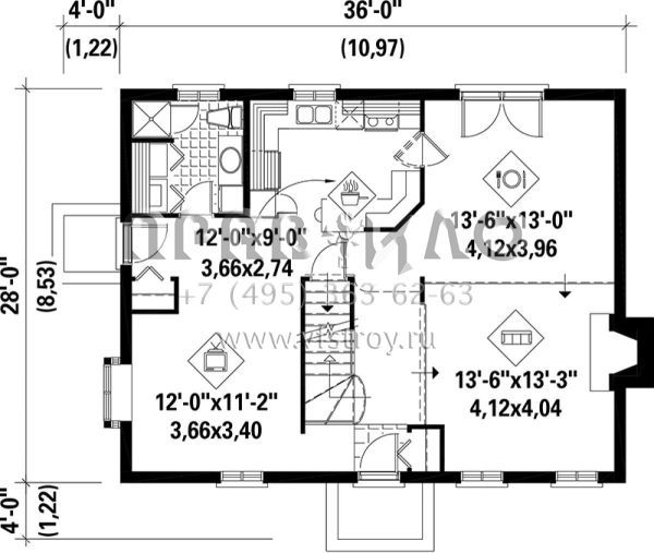Проект двухэтажного дома без гаража в классическом стиле S5-170 (6146-00050)