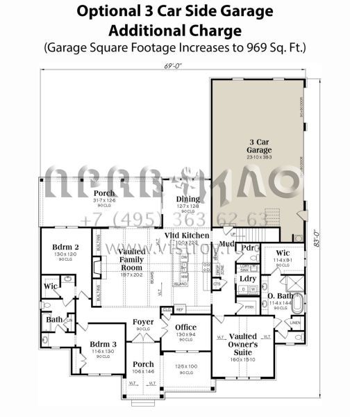 Проект одноэтажного дома с гаражом на две машины в современном стиле S5-236 (009-00323)