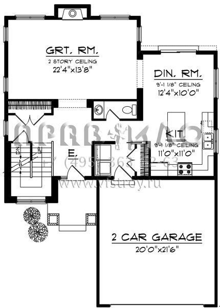 Проект двухэтажного дома с гаражом на две машины в американском стиле S5-171 (1020-00091)
