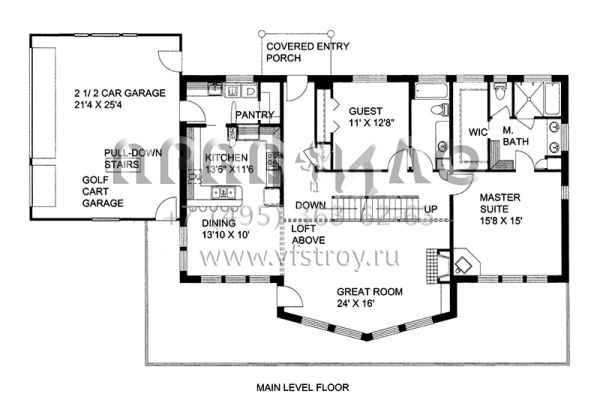 Проект одноэтажного дома с гаражом на две машины в стиле Ранчо S5-375 (039-00575)