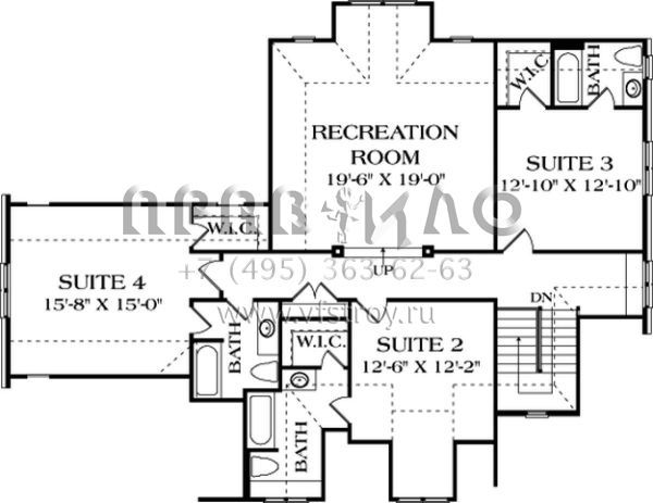 Проект двухэтажного дома на склоне с цокольным этажом и гаражом на три машины S5-507 (3323-00405)