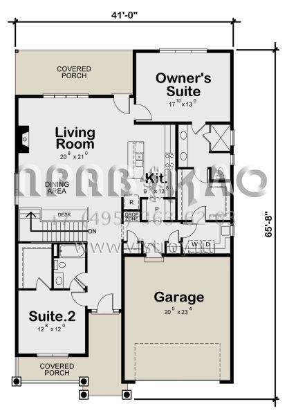 Проект одноэтажного дома с гаражом на две машины в стиле Ранчо S5-161 (402-01601)