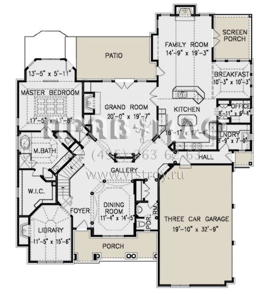 Проект двухэтажного дома с гаражом на три и более машин в английском стиле S5-396 (699-00282)