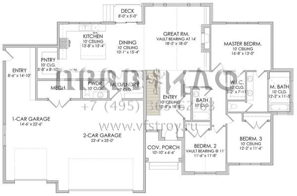 Проект одноэтажного дома с гаражом на три и более машин в современном стиле S5-204 (6422-00016)